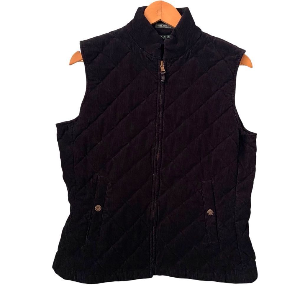 Lauren Jeans Co. by Ralph Lauren  Black Velvet Quilted Vest in Size Large
